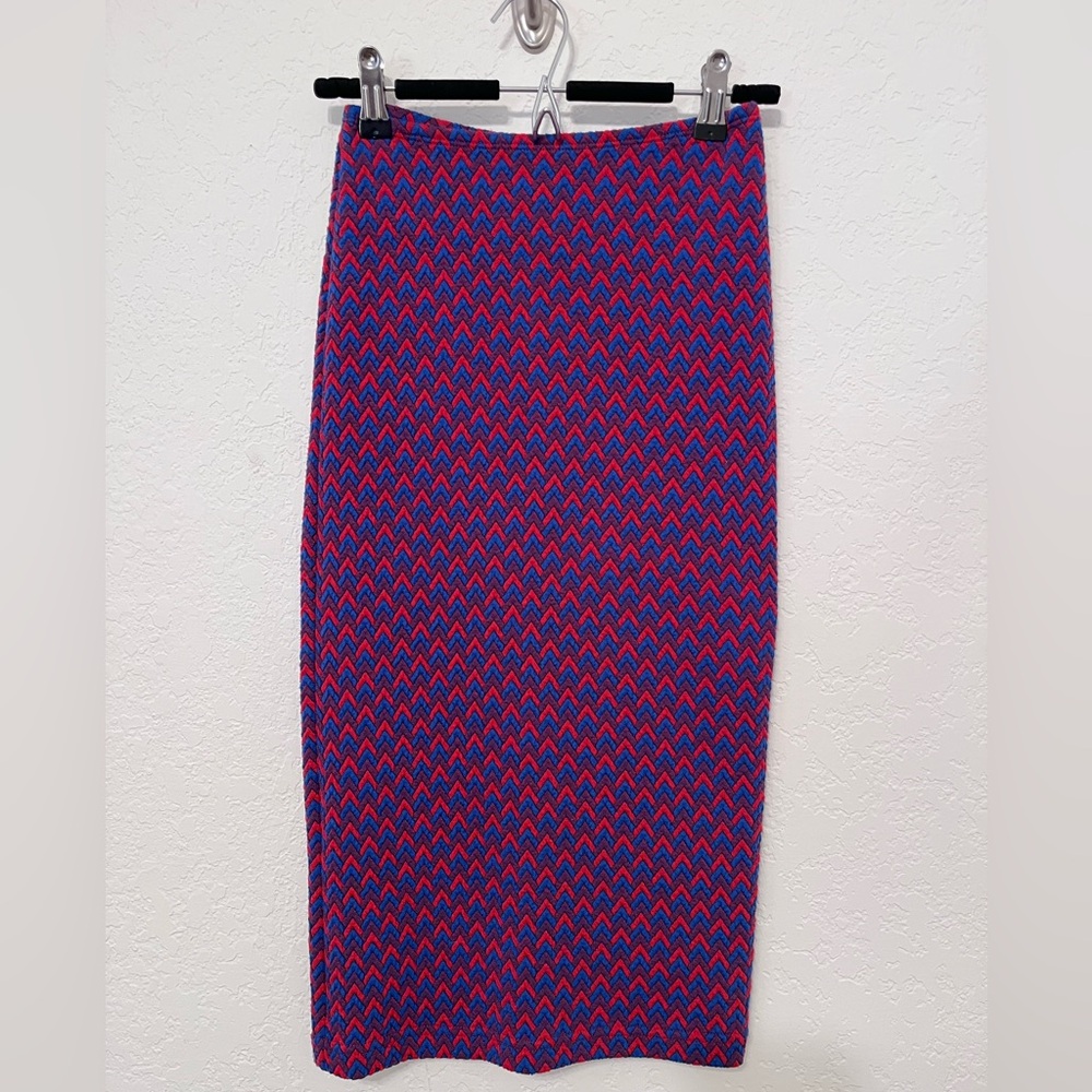 American Apparel Blue and Red Maxi Skirt